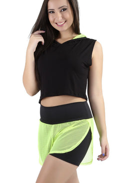 Short Confeccionado em suplex  tecido com média pressão  que  garante  conforto .Com um short sobreposto em tela para que você se sinta segura e confiante... 