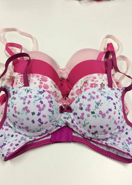 KIT COM 10 SUTIÃS MENINA MOÇA LINHA ADOLESCENTE - COM BOJO E ARCO.TAMANHOS DO 34 AO 38, SORTIDOS ENTRE LISO E ESTAMPADO. 