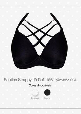 O Soutien Strappy Bra Jô GG, foi feito pensando nas mulheres que usam tamanhos plus.O modelo é todo em microfibra. A pala  é inteira dando... 