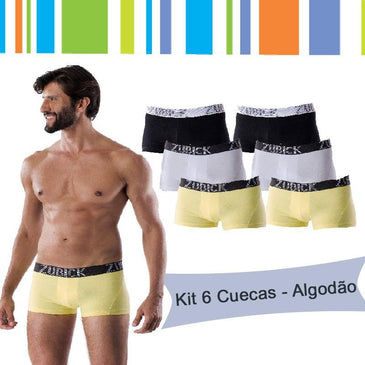 KIT 06 CUECAS BOXER EM ALGODÃO02 PRETAS,02 AMARELAS E 02 BRANCAS.IDEAL PARA AS PESSOAS QUE POSSUEM ALGUM TIPO DE ALERGIA E PARA OS APAIXONADOS PELO... 