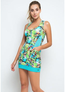 Um Produto da Marca D'JM Fitness Vestido Fitness com detalhe em tela e ziper e acompanha um short lhe dando opção de usa-lo com ou sem... 