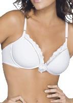 Soutien de romantic lisa com fita de cetim e cordinha com bolinhas na borda do bojo, bojo casquinha de E.V.A, arco, viés liso, alças finas,... 
